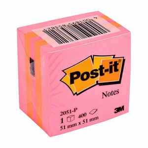 3M - 3M 2051-P 52x52 MİNİ KÜP POST-İT PEMBE 400 YP