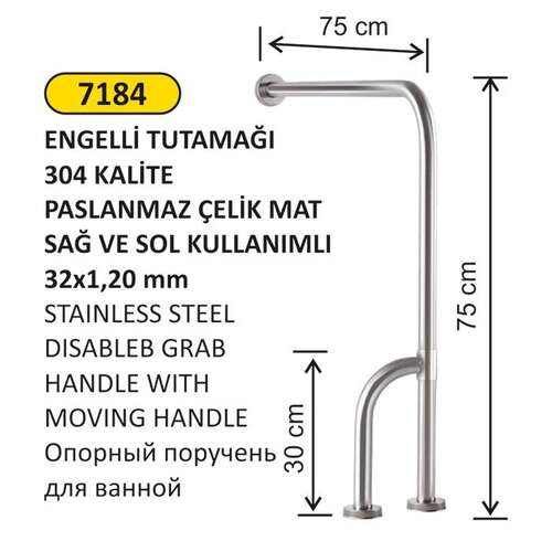 Arı Metal 7184 Engelli Yerden Duvara Dönerli Ayak