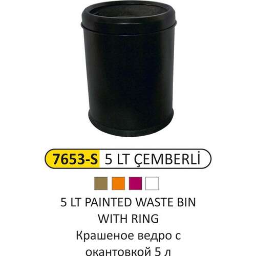 Arı Metal 7653 Çöp Kovası Çemberli 5 Litre Boyalı