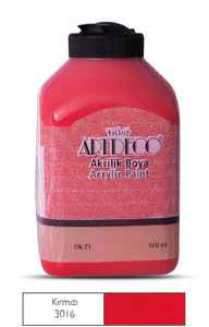 FANART-ARTDECO - ARTDECO AKRİLİK BOYA 500 ML. KIRMIZI 070L-3016