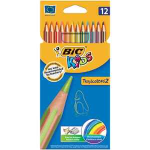 BIC - BİC TROPICOLORS 12 RENK KURU BOYA KALEMİ UZUN 83256611