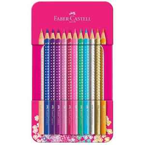 FABER CASTELL - FABER 12 RENK PARLAK RENKLER KURU BOYA METAL KUTU 201737