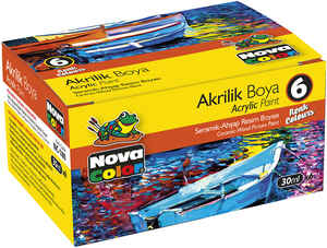 NOVA COLOR - NOVA COLOR 6 RENK AKRİLİK BOYA ŞİŞE NC-180