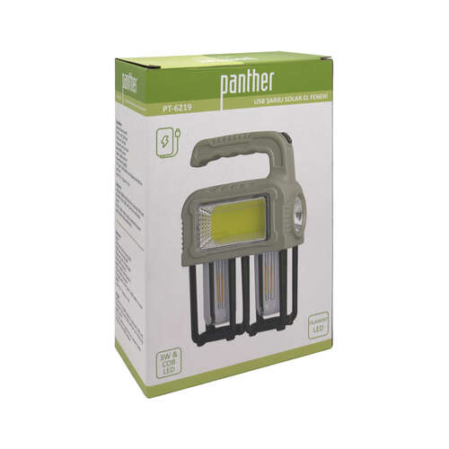 PANTHER PT-6219 USB ŞARJLI SOLAR EL FENERİ