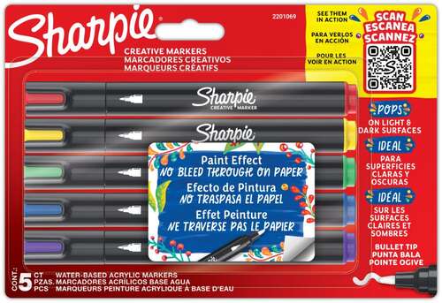 SHARPIE AKRİLİK MARKÖR YUVARLAK UÇ 5 Lİ BLİSTER 2201069